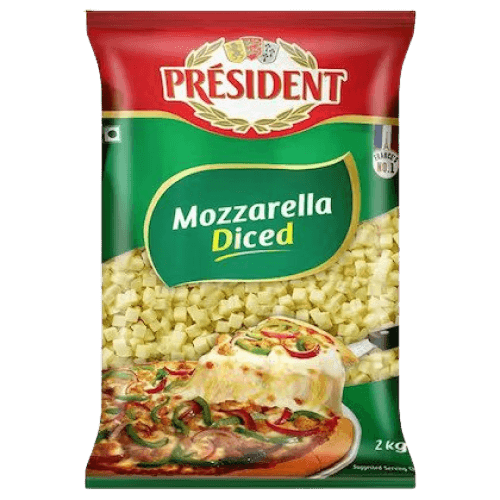 President - Mozzarella Cheese (Diced), 2 Kg Pack