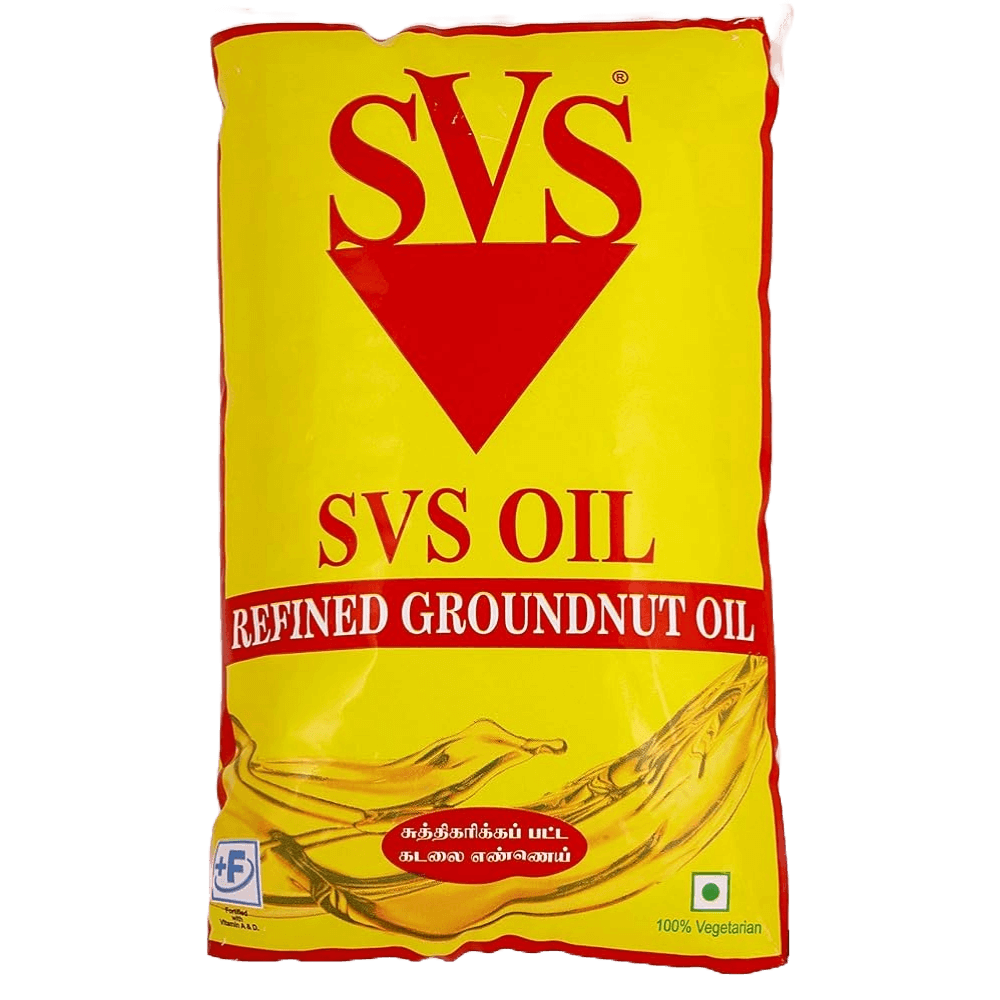 SVS - Refined Groundnut Oil, 1 L Pouch (Pack of 10)