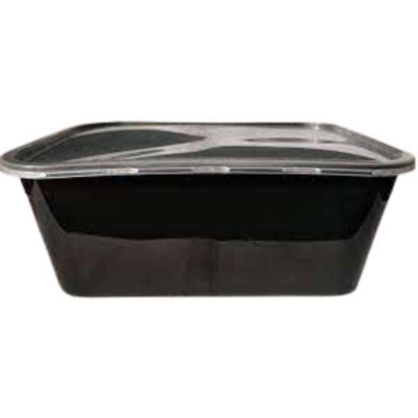Rectangle Container - Black with Lid, 650 ml (Pack of 500)
