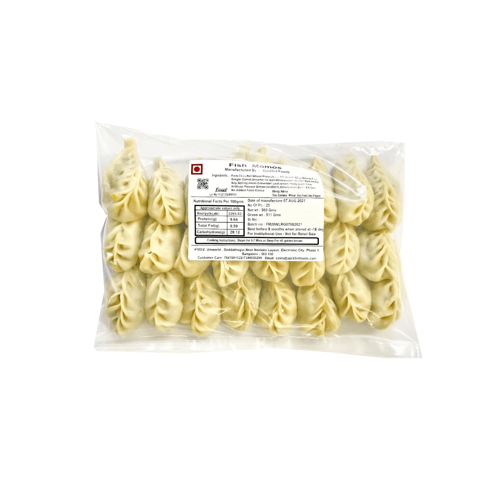 A3F - Fish Momos, 20 gm/Pc, Pack of 25, Frozen