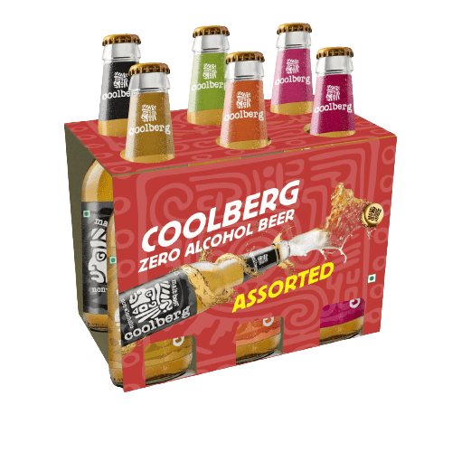 Coolberg - Non Alcoholic Beer, 6 Flavors (Malt, Strawberry, Cranberry, Peach, Ginger and Mint), 330 ml (Pack of 6)