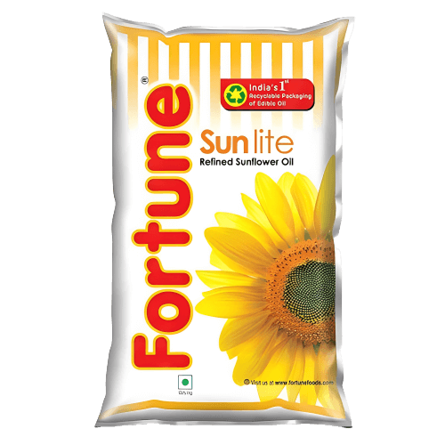 Fortune - Refined Sunflower Oil, 1 L Pouch (Pack of 16)