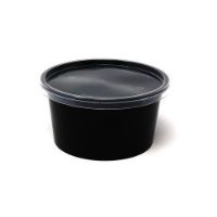 Bhagwati - Round Container 02-250 ml, Black with Lid (Pack of 100)