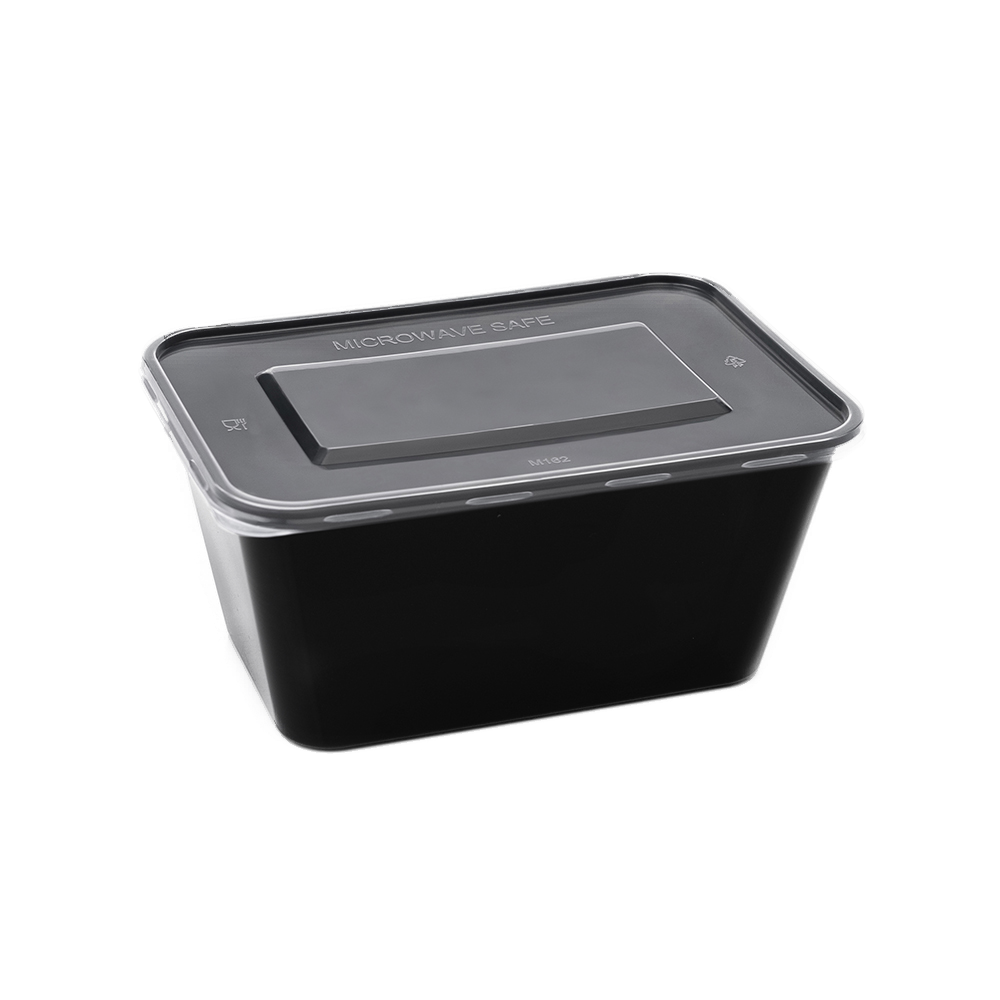Damati - Rectangle Container, 1000 ml, Black with Lid (Pack of 500)
