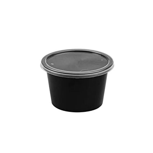 Round Container, 300 ml, Black with Lid (Pack of 500)