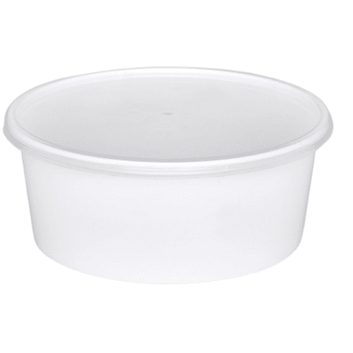 White Round Container with Lid, 750 ml (Pack of 50)