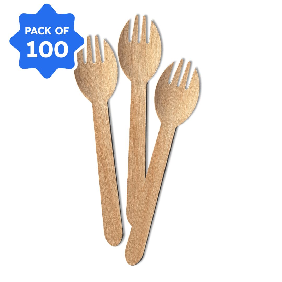 Wooden Spork, 160 mm (Pack of 100)