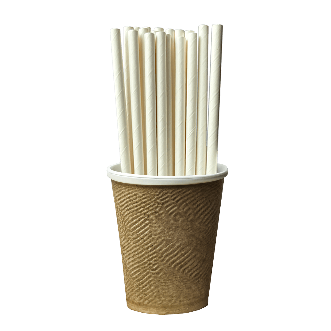 White Paper Straws, 8 mm x 197 mm (330 GSM) (Pack of 50)