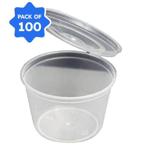 Bhagwati - Hinged Round Container H-25 ml, Clear (Pack of 100)