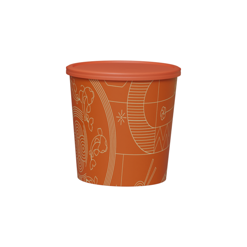 Custom Printed White Paper Container with Lid, 1000 ml (Pack of 5000)