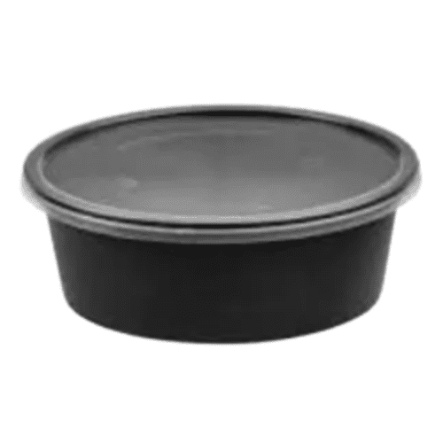 Black Round Container with Lid, 750 ml (Pack of 50)