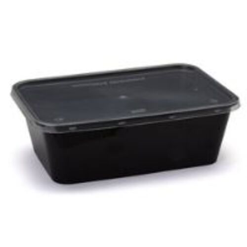 Bhagwati - Rectangle Container 14-500 ml, Black with Lid (Pack of 50)