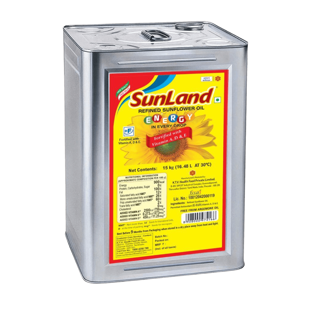 Sunland - Refined Sunflower Oil, 15 L Tin