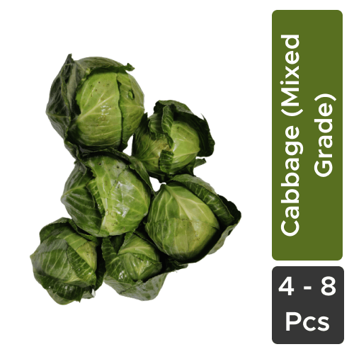 Cabbage (Mixed Grade) (1.8 -2.25 Kg), 4 - 8 Pcs