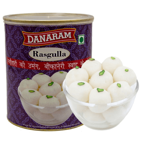 Danaram - Rasgulla, 25 gm/pc (Pack of 16), 1 Kg, Ambient/Canned