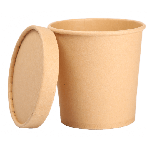 Round Kraft Paper Container, Brown With Lid, 750 ml (Pack of 500)
