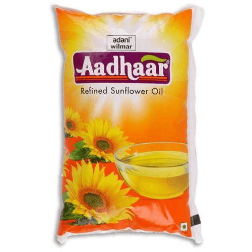 Aadhar - Refined Sunflower Oil, 870 gm Pouch (Pack of 16)