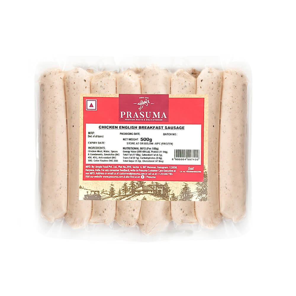Prasuma - Chicken English Breakfast Sausage, 36 gm/pc (Pack of 14), Frozen