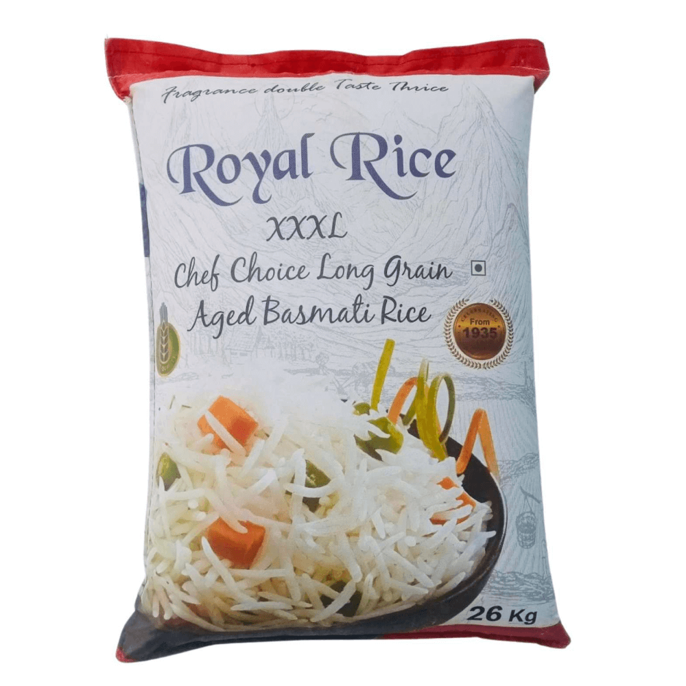 Royal Rice - XXXL Long Grain Premium Basmati Rice, 26 Kg