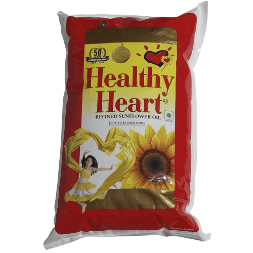 Healthy Heart - Refined Sunflower Oil, 1 L Pouch (Pack of 15)