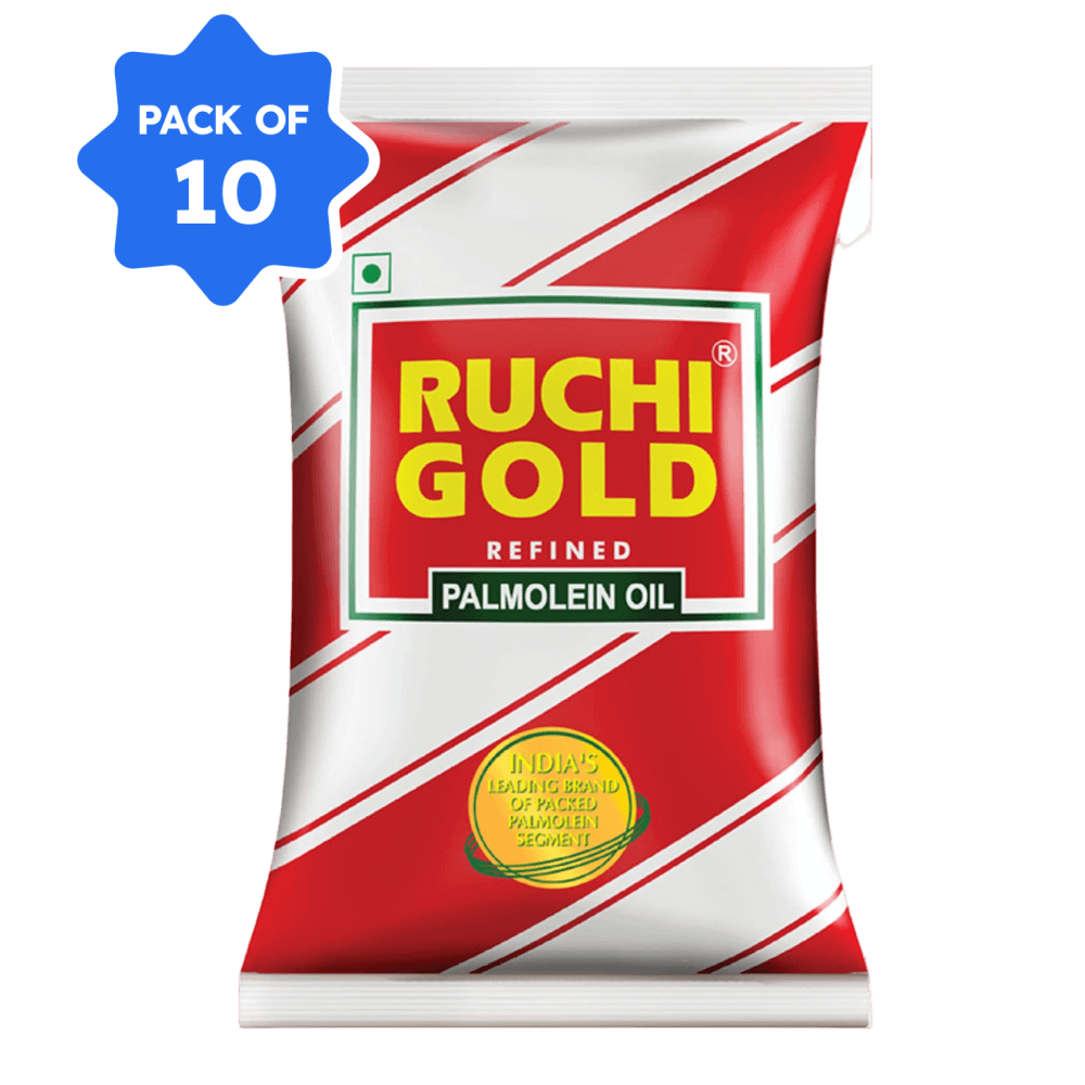 Ruchi Gold - Refined Palmolein Oil, 850 gm Pouch (Pack of 10)