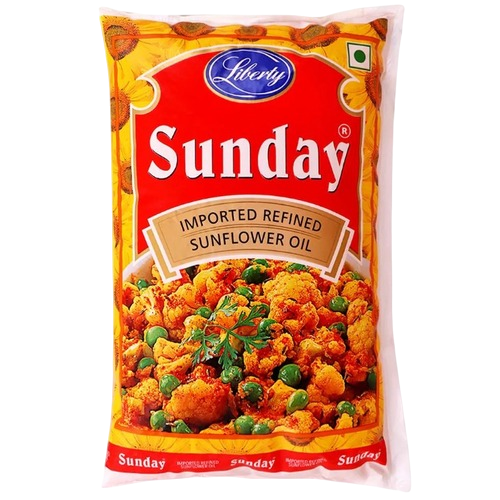 Sunday - Imported Refined Sunflower Oil, 1 L Pouch (Pack of 12)