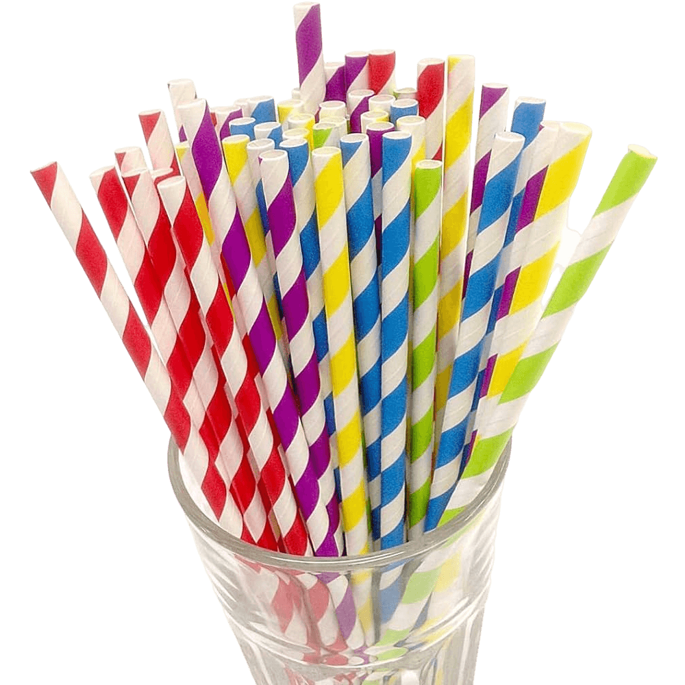 Coloured Paper Straws, 10mm x 197mm (Pack of 50)