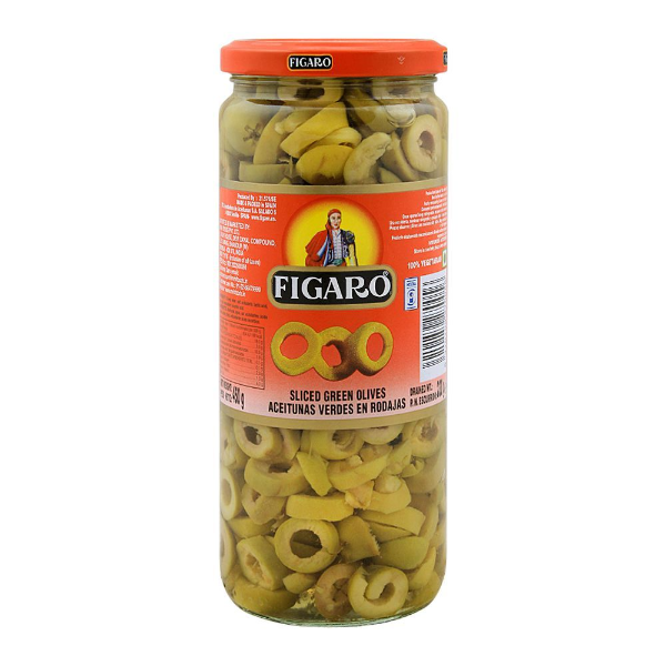 Figaro - Olives Green Sliced, 450 gm