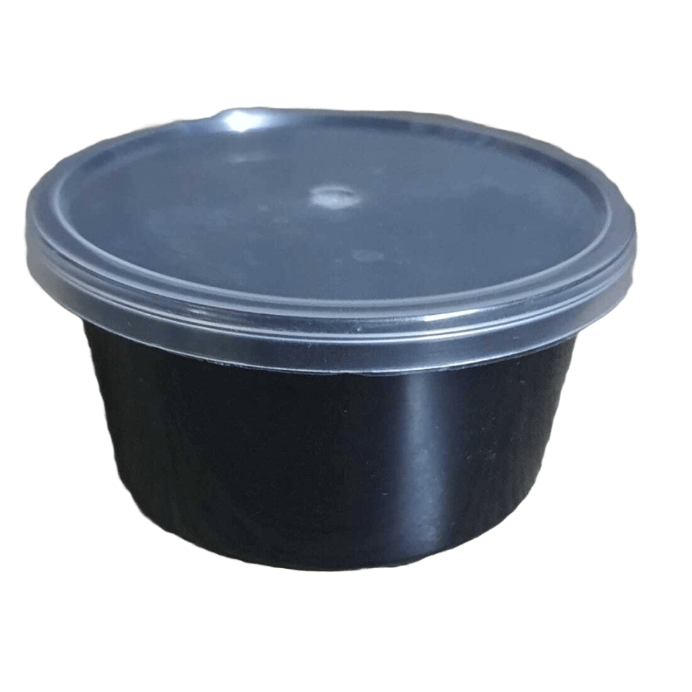 Kushi - Black Round Container with Lid, 100 ml (Pack of 50)