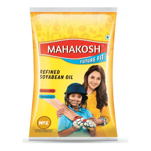 Mahakosh - Soya Refined Oil, 895 gm Pouch (Pack of 12) (DD)