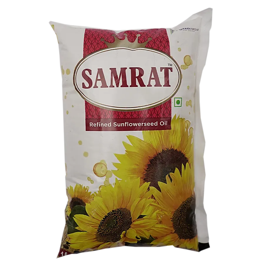 Samrat - Refined Sunflower Oil, 1 L Pouch (Pack of 12)