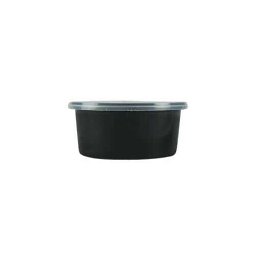 Damati - Round Container, 300 ml, Black with Lid (Pack of 50)
