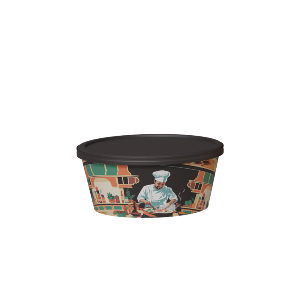 Custom Printed White Paper Container with Lid, 250 ml (Pack of 5000)