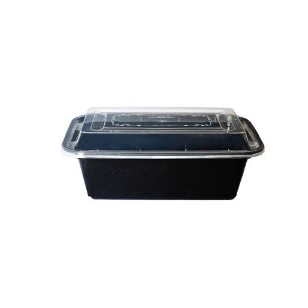 RE-24, Rectangular Container, 700 ml, Black With Lid (Pack of 600)