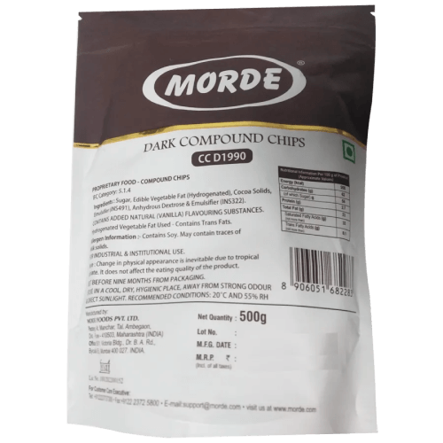 Morde - Dark Compound Chocolate Chips, CC D1990, 500 gm