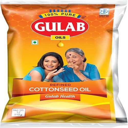 Gulab - Refined Cotton Seed Oil, 1 L Pouch (Pack of 12)