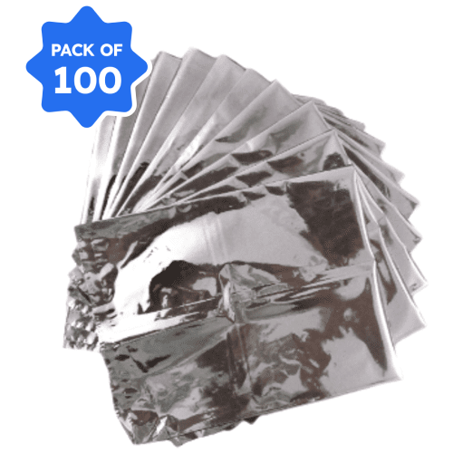 Aluminium (Silver) Pouches, 4x6 Inch (Pack of 100)