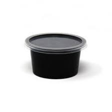 Bhagwati - Round Container 01-100 ml, Black with Lid (Pack of 100)