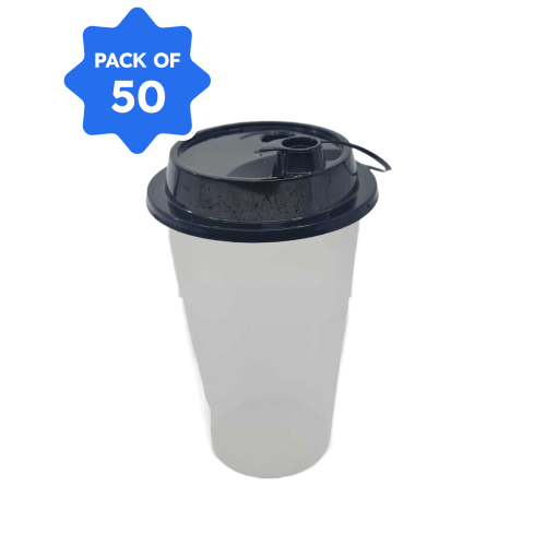 Shaker Glass With Lid, 350 ml (Pack of 50)