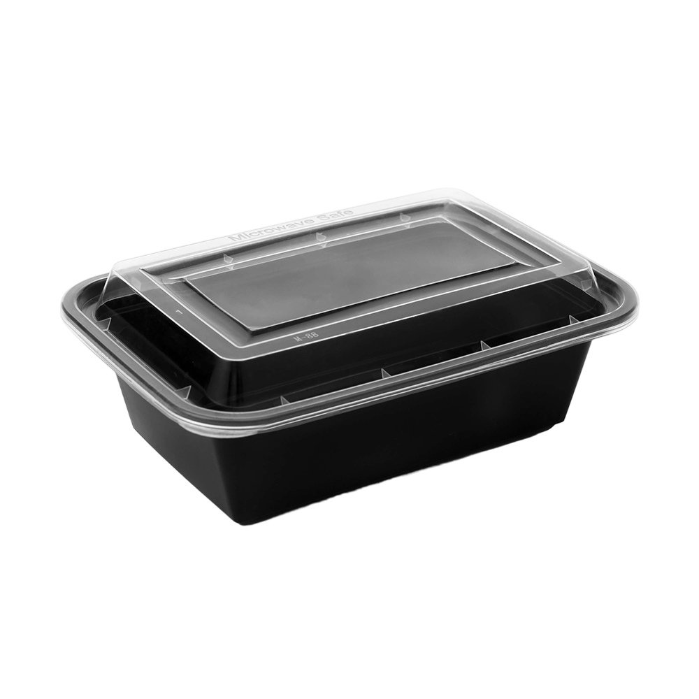 Damati - RE 24, Rectangular Container 700ml, Black with Lid (Pack of 500)