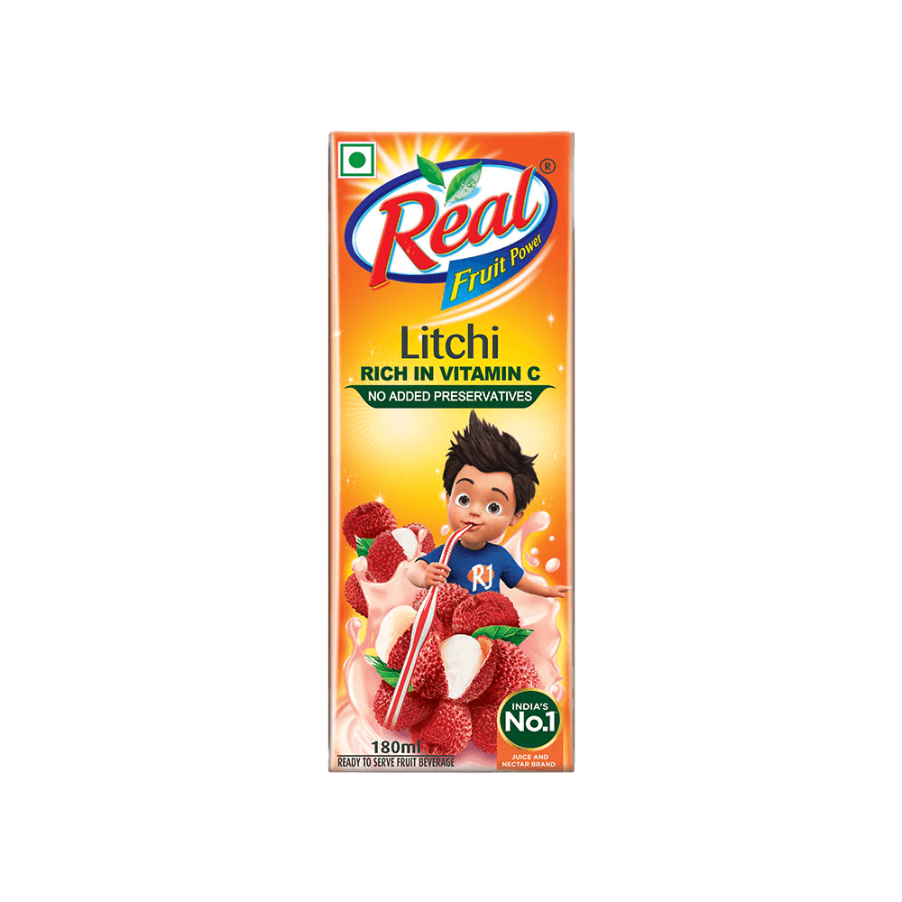 Real - Litchi Juice, 180 ml (Pack of 30)