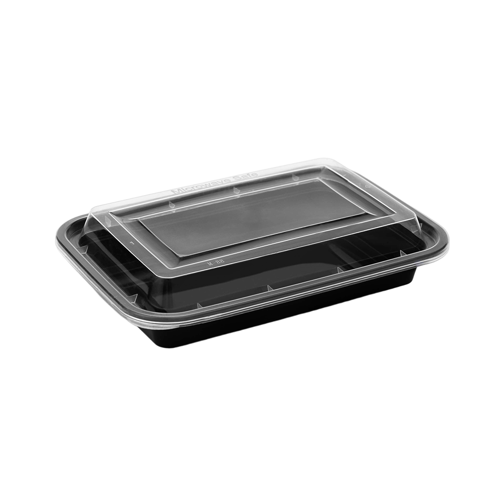 Damati - RE 16, Rectangular Container 450ml, Black with Lid (Pack of 500)