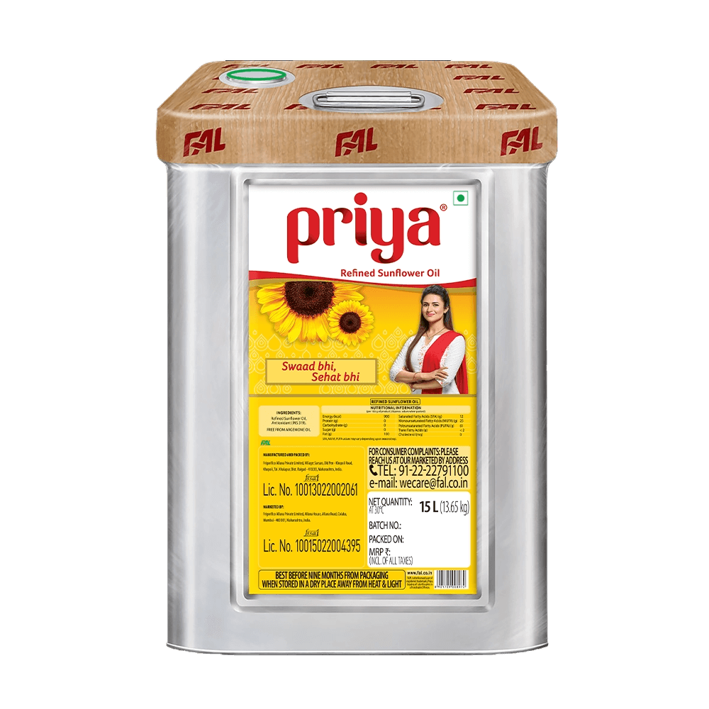 Priya - Refined Sunflower Oil, 15 L Tin