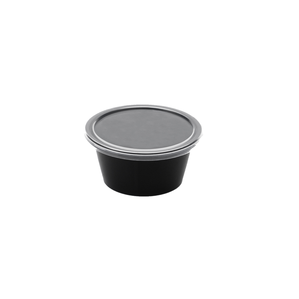 Damati - Round Container, 50 ml, Black with Lid (Pack of 1000)