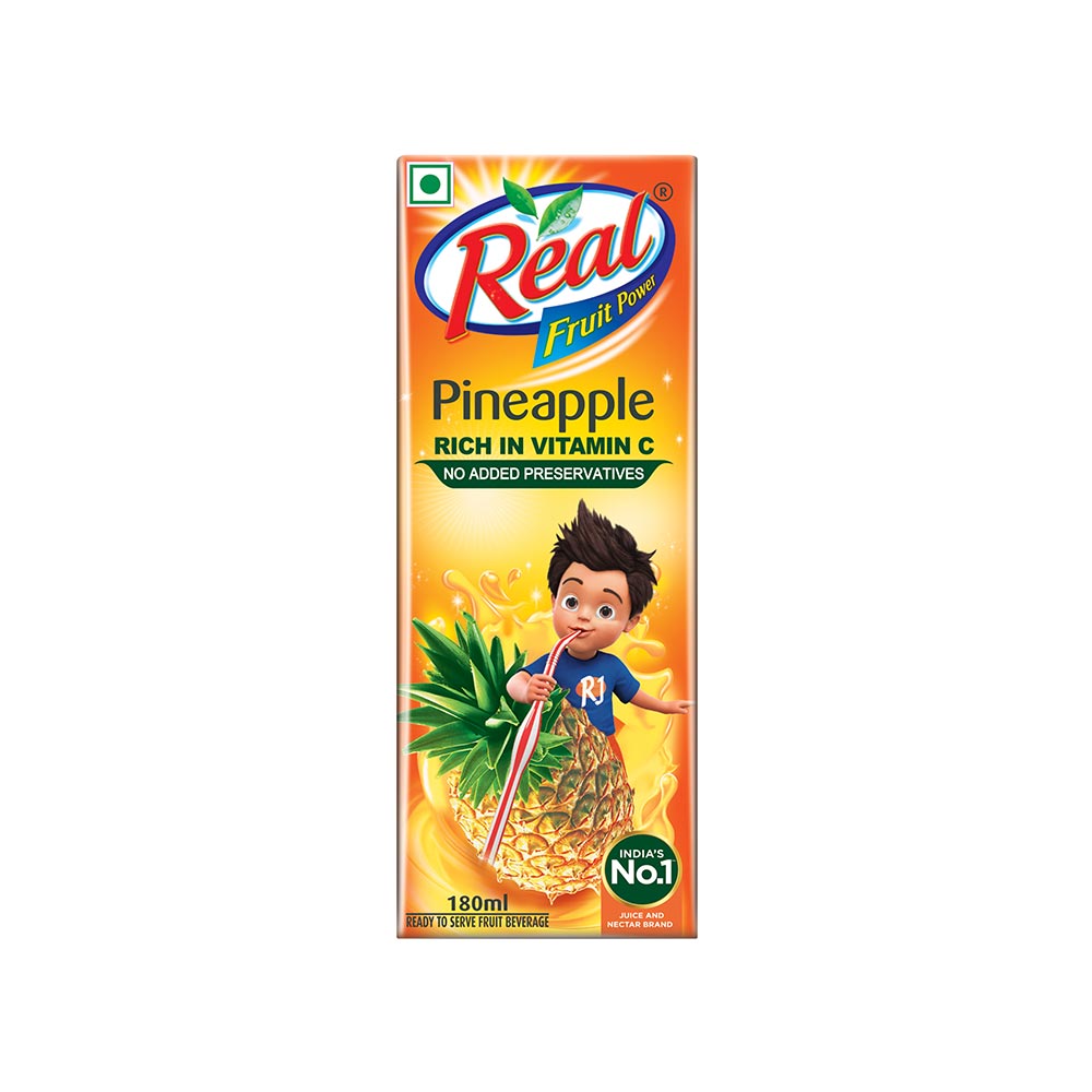 Real - Pineapple Juice, 180 ml (Pack of 30)