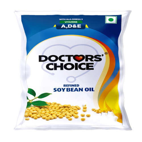 Doctors' Choice - Refined Soyabean Oil, 895 gm Pouch (Pack of 12)