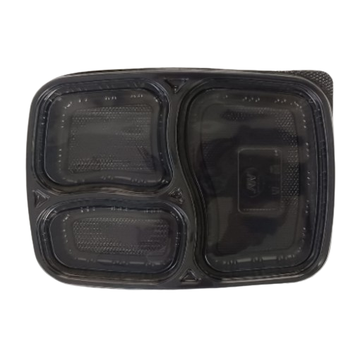 3 Compartment Meal Box (Small) Tray with Lid (Pack of 25)