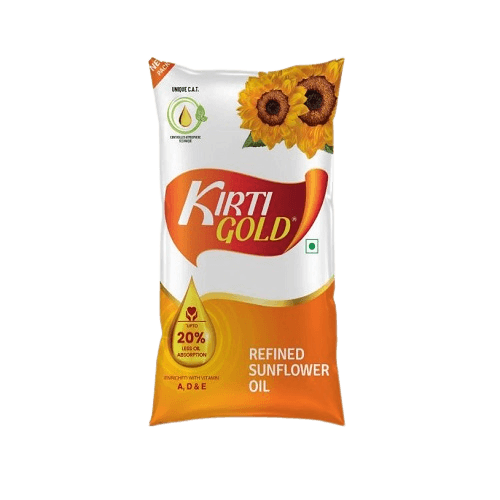 Kirti Gold - Refined Sunflower Oil, 1 L (Pack of 12)