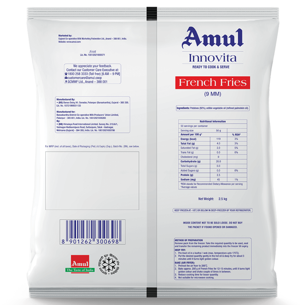 Amul - Innovita Fries 9 mm, 2.5 Kg image