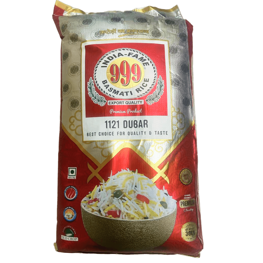 India Fame 999 - 1121 Dubar Basmati Rice, 30 Kg